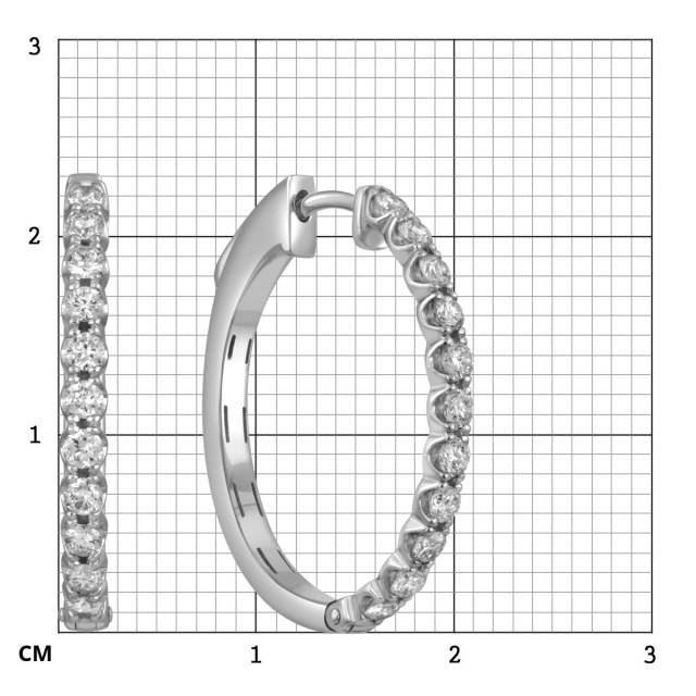 Серьги конго из белого золота с бриллиантами (049759)