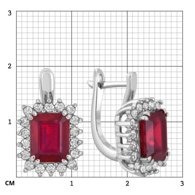 Серьги из белого золота с бриллиантами и рубинами (046924)