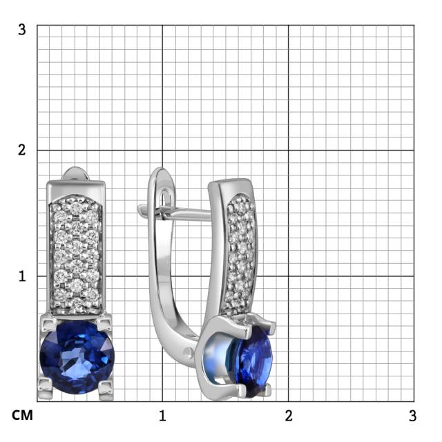 Серьги из белого золота с бриллиантами и сапфирами (054496)