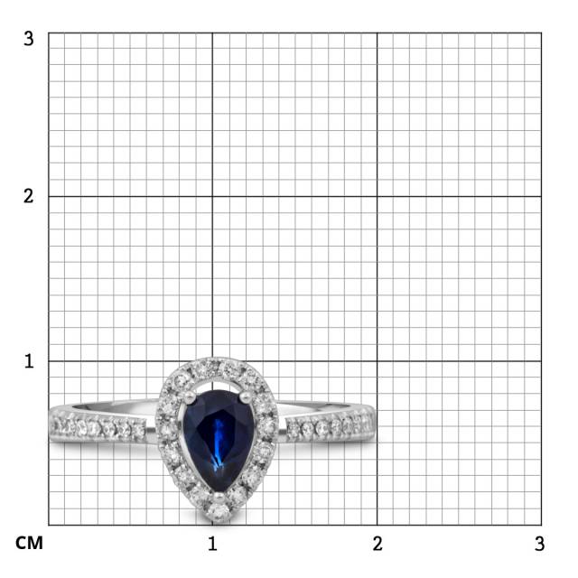 Кольцо из белого золота с бриллиантами и сапфиром (049497)