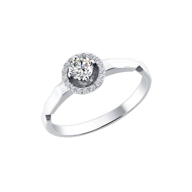 Помолвочное кольцо из белого золота с бриллиантами (025108)