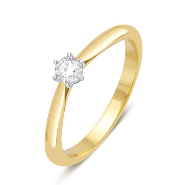 Помолвочное кольцо из комбинированного золота с бриллиантом (042941)