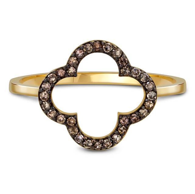 Кольцо из жёлтого золота с коньячными бриллиантами (048512)