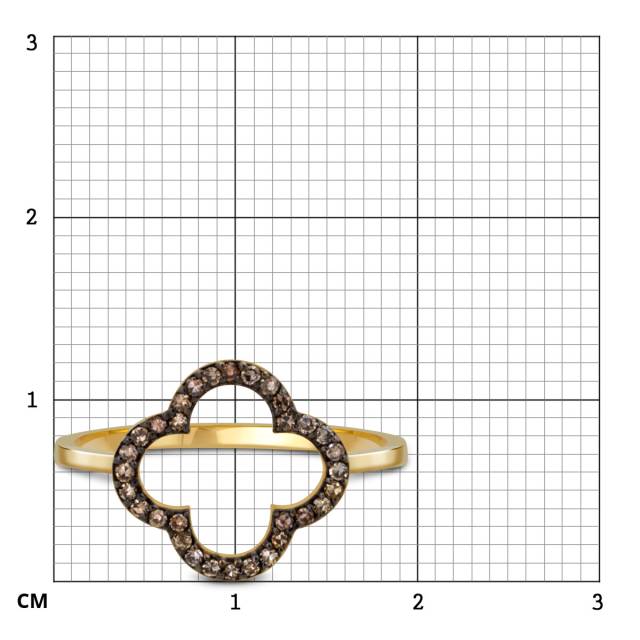Кольцо из жёлтого золота с коньячными бриллиантами (048512)