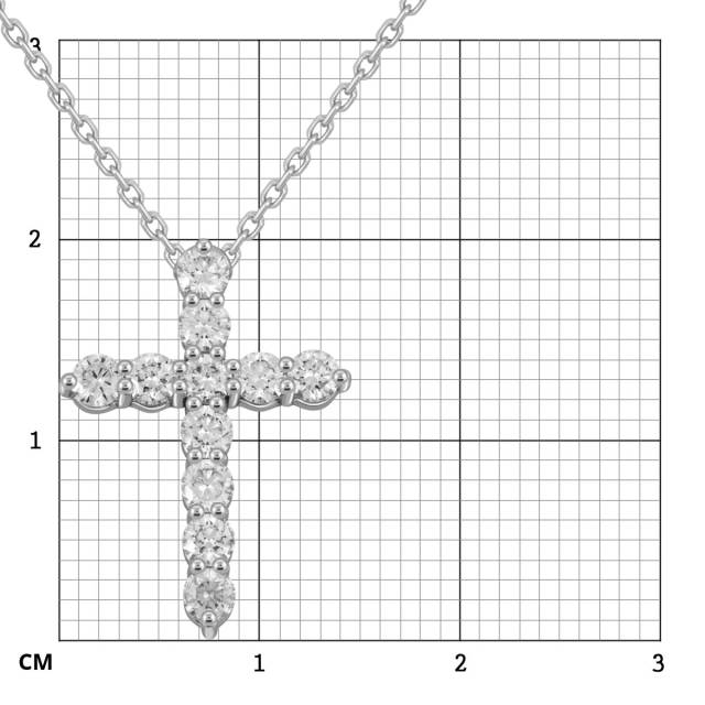 Колье крест из белого золота с бриллиантами (046430)