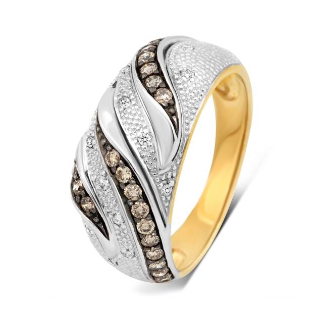 Кольцо из комбинированного золота с бриллиантами (015385)
