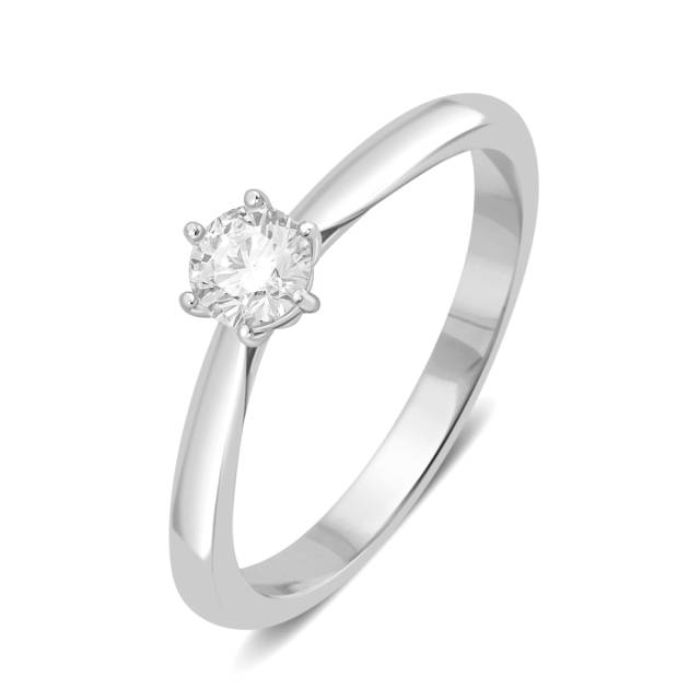 Помолвочное  кольцо из белого золота с бриллиантом (027934)