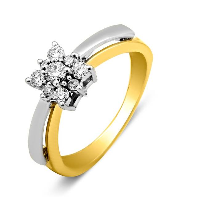 Помолвочное кольцо из комбинированного золота с бриллиантами (025681)