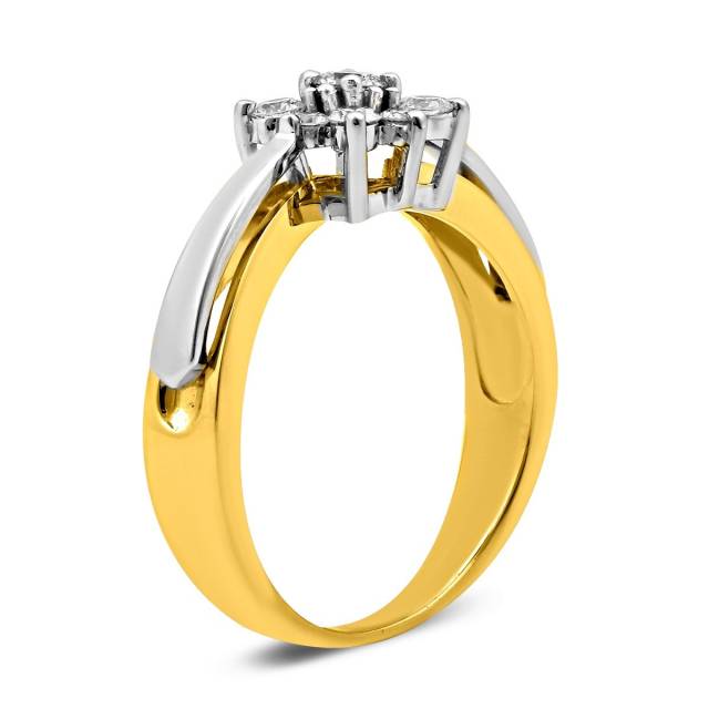 Помолвочное кольцо из комбинированного золота с бриллиантами (025681)