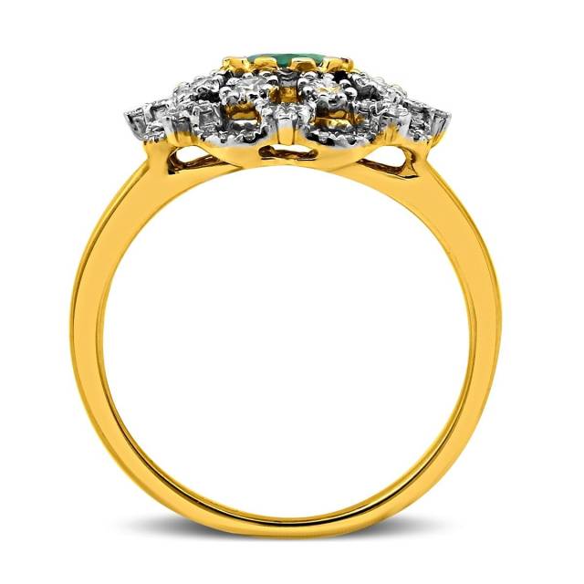 Кольцо из желтого золота с бриллиантами и изумрудом (003253)