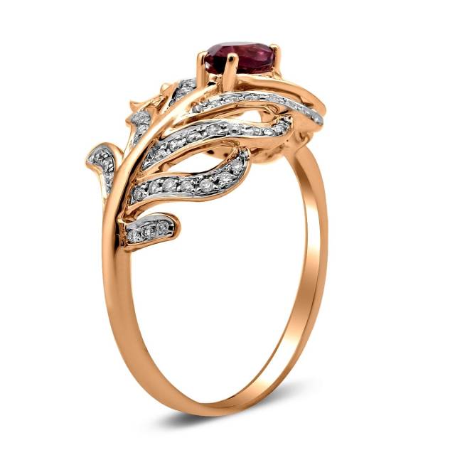 Кольцо из комбинированного золота с бриллиантами и турмалином (025933)