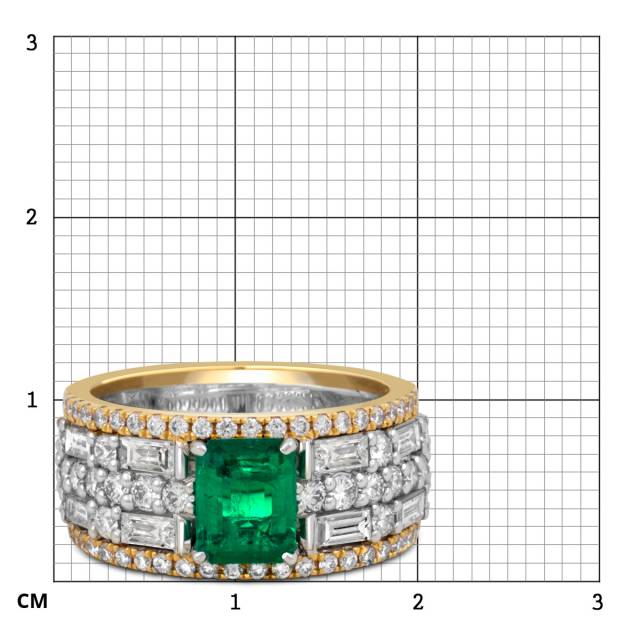 Кольцо из комбинированного золота с бриллиантами и изумрудом "Crivelli" (052505)
