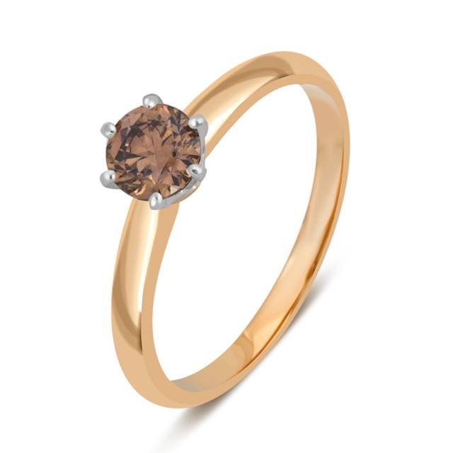 Помолвочное кольцо из комбинированного золота с коньячным бриллиантом Fancy brown (049320)