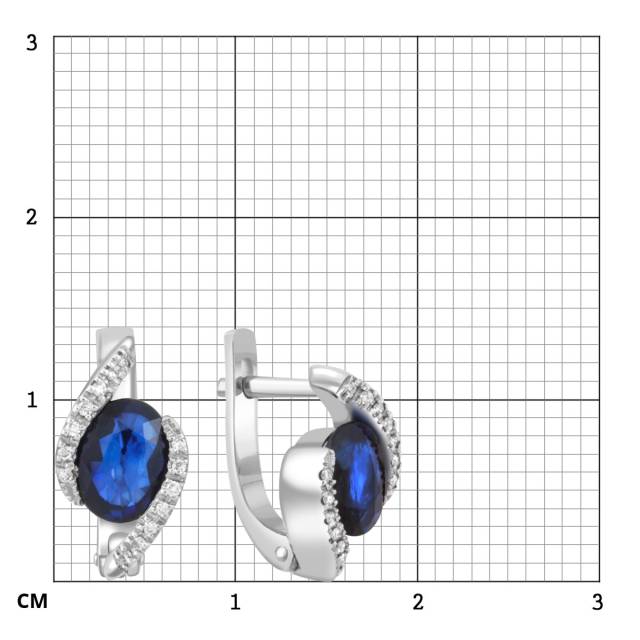 Серьги из белого золота с бриллиантами и сапфирами (047520)
