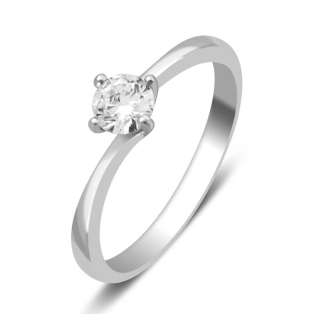 Помолвочное  кольцо из белого золота с бриллиантом (027726)