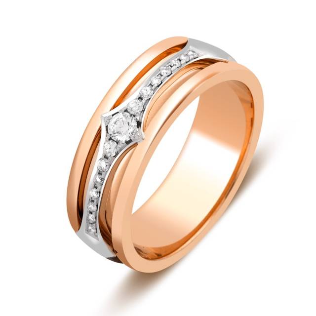 Обручальное кольцо из красного золота с бриллиантами (027074)