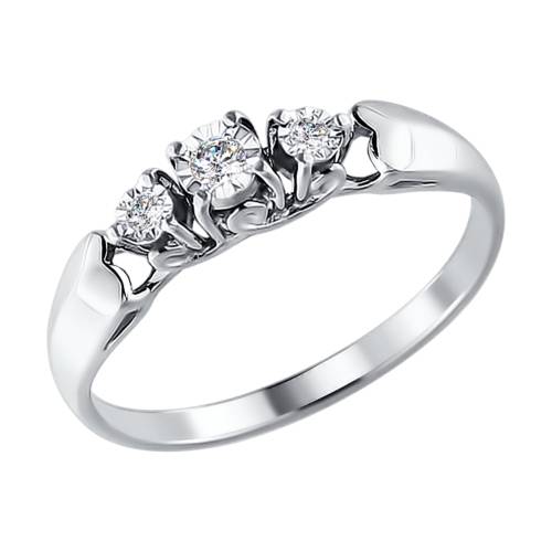 Помолвочное кольцо из белого золота с бриллиантами (026263)