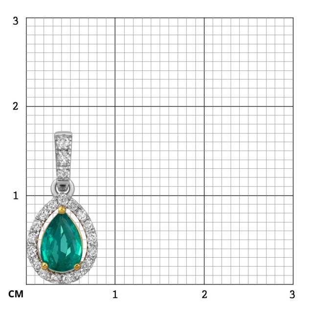 Кулон из белого золота с бриллиантами и изумрудом (052544)