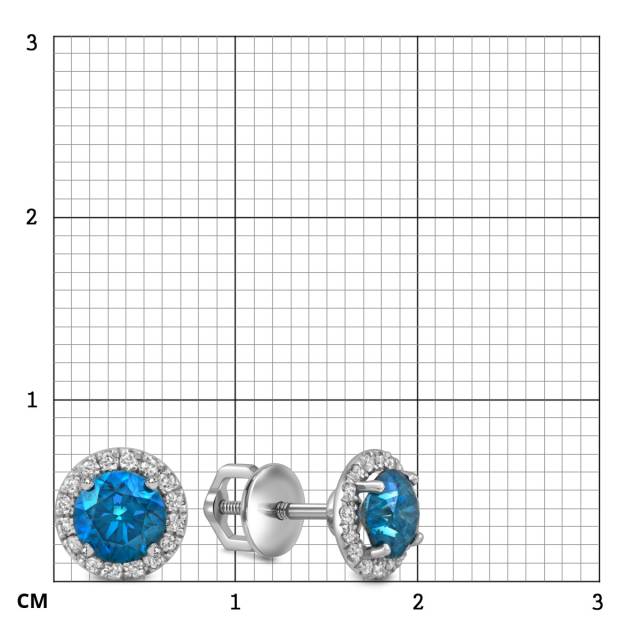 Серьги пусеты их белого золота с топазами (054089)