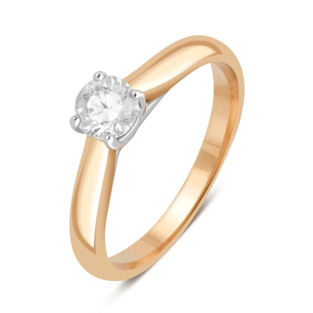 Помолвочное кольцо из комбинированного золота с бриллиантом (039492)