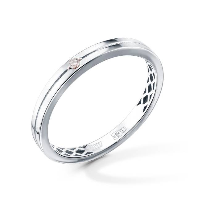 Обручальное кольцо из белого золота с бриллиантом (050530)