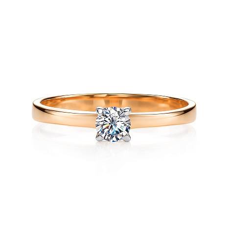 Помолвочное кольцо из красного золота с бриллиантом (053696)