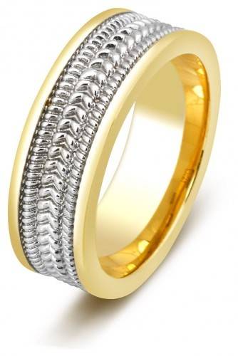 Кольцо обручальное из комбинированного золота 18.75