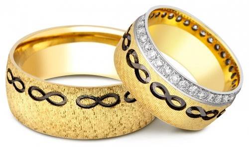 Обручальное кольцо с бриллиантами из желтого золота 15.5