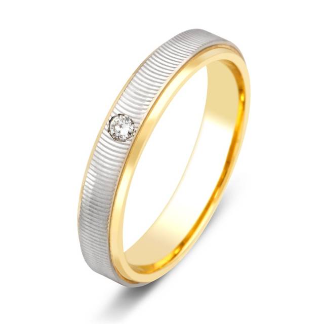 Обручальное кольцо из комбинированного золота с бриллиантом TIAMO (000056)