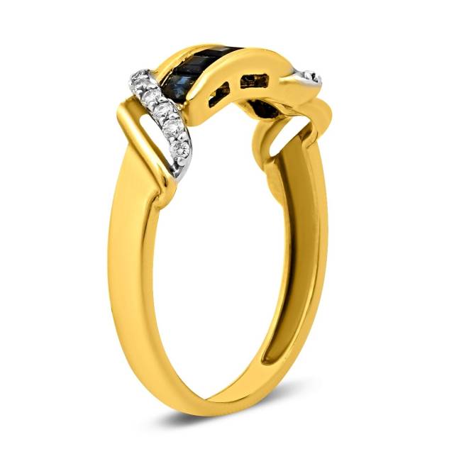 Кольцо из комбинированного золота с бриллиантами и сапфирами (025581)