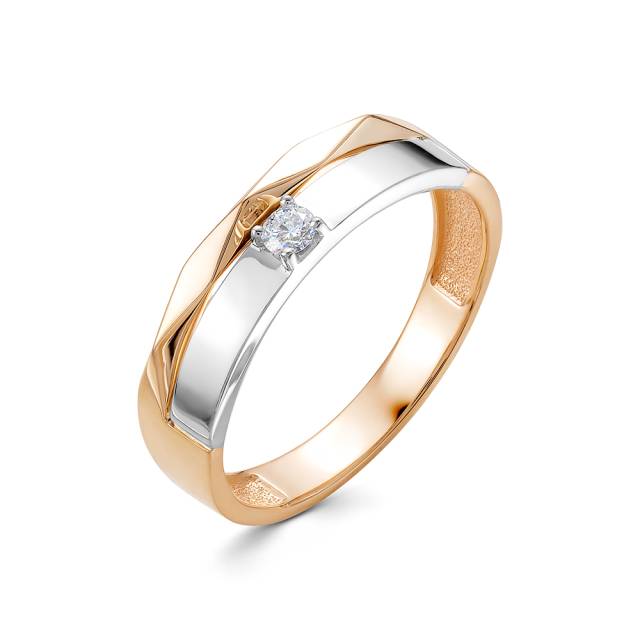 Кольцо из комбинированного золота с бриллиантом (049617)