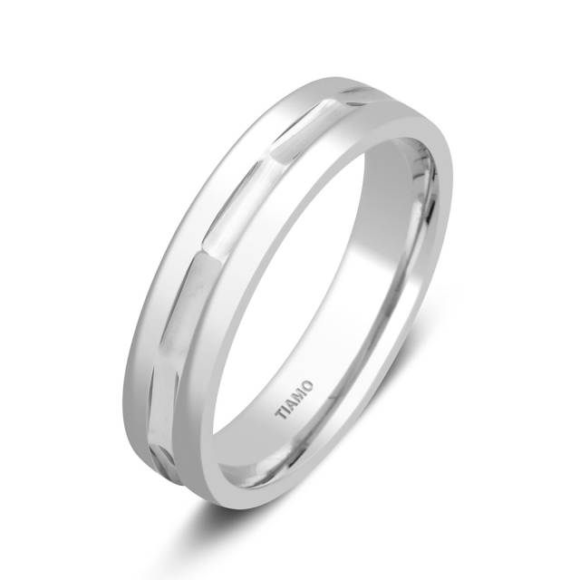 Обручальное кольцо из белого золота  Tiamo (000064)
