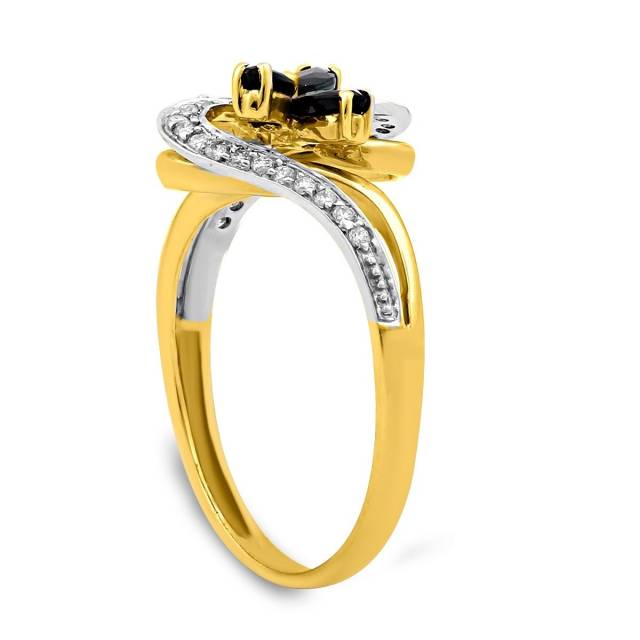 Кольцо из комбинированного золота с бриллиантами и сапфирами (018641)