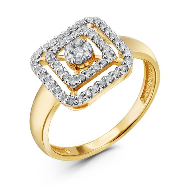 Кольцо из жёлтого золота с бриллиантами (057613)