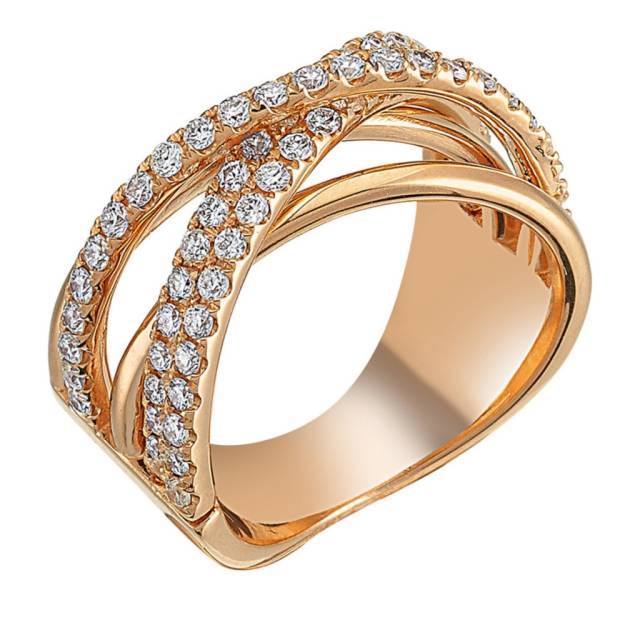 Кольцо из красного золота с бриллиантами (050642)