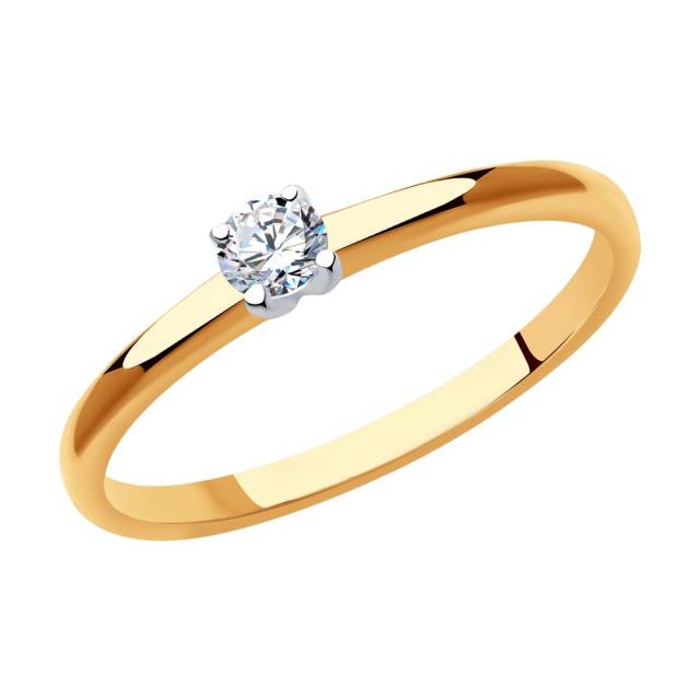 Помолвочное кольцо из красного золота с бриллиантом (042886)