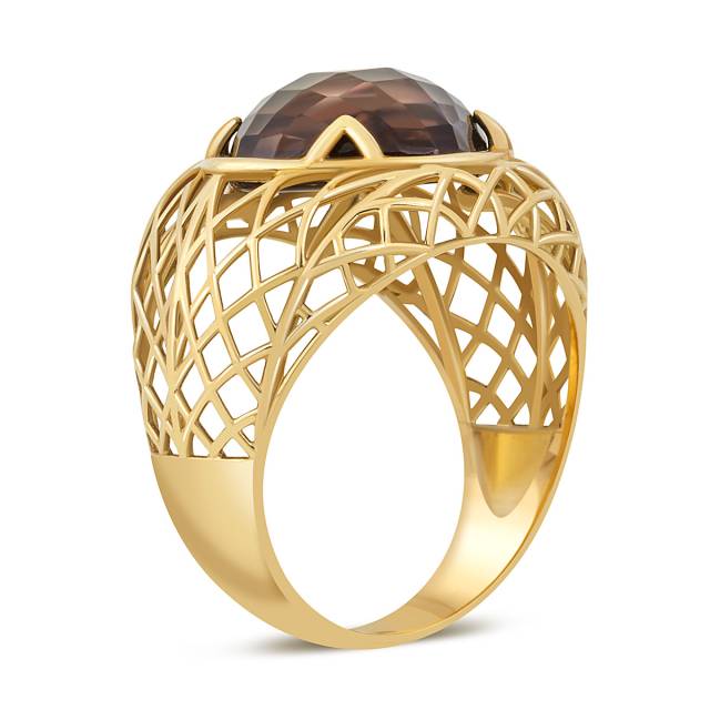 Кольцо из жёлтого золота с раухтопазом (043435)