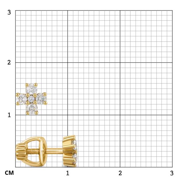 Серьги пусеты из жёлтого золота с бриллиантами (046797)