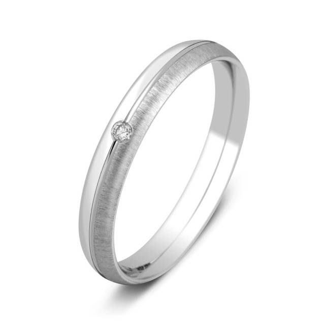 Обручальное кольцо из белого золота с бриллиантом (023755)