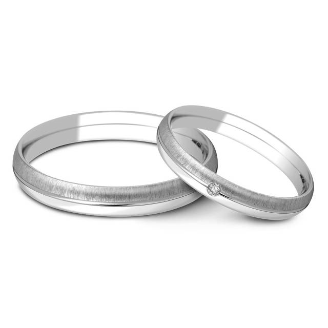 Обручальное кольцо из белого золота с бриллиантом (023755)
