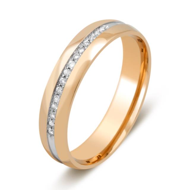 Обручальное кольцо из комбинированного золота с бриллиантами (029077)