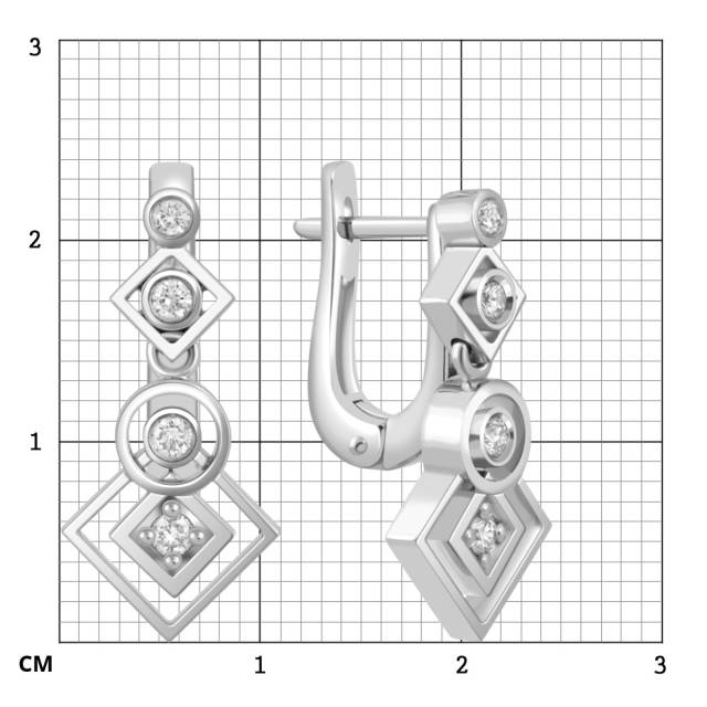 Серьги из белого золота с бриллиантами (046457)