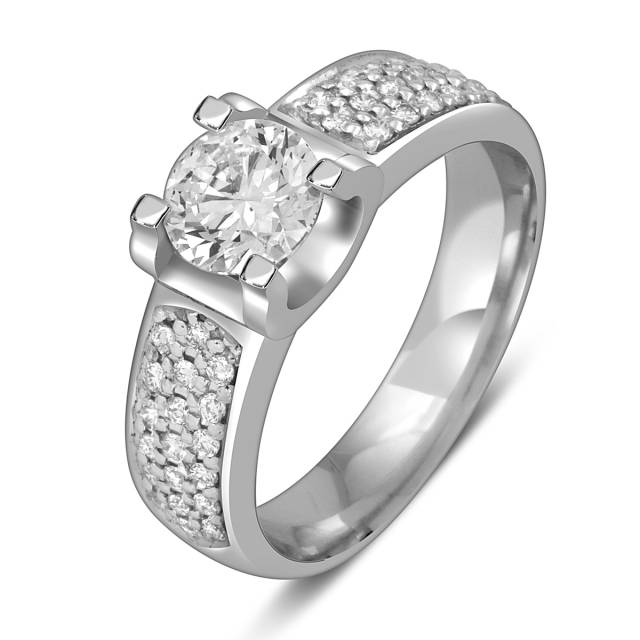 Помолвочное кольцо из белого золота с бриллиантами  (054461)