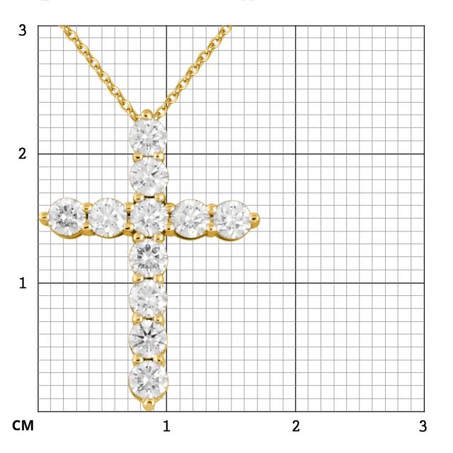 Колье крест из жёлтого золота с бриллиантами (048184)