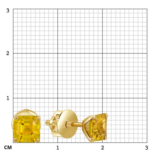 Серьги пусеты из жёлтого золота с жёлтыми сапфирами (049548)