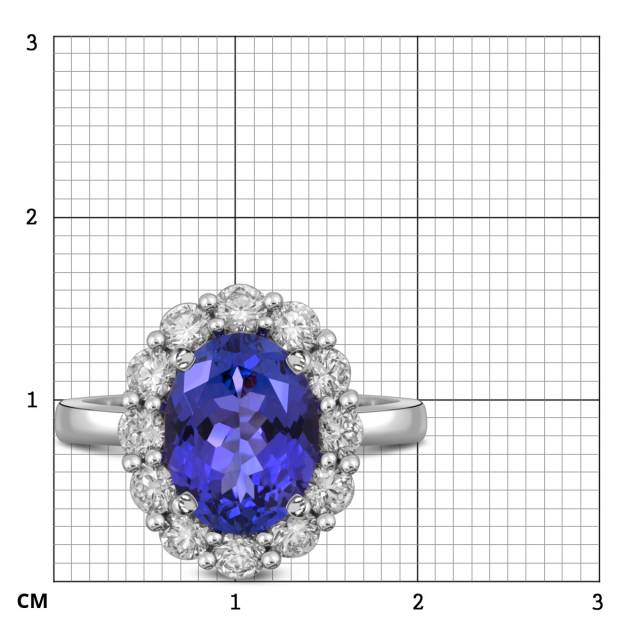 Кольцо из белого золота с бриллиантами и танзанитом (055650)