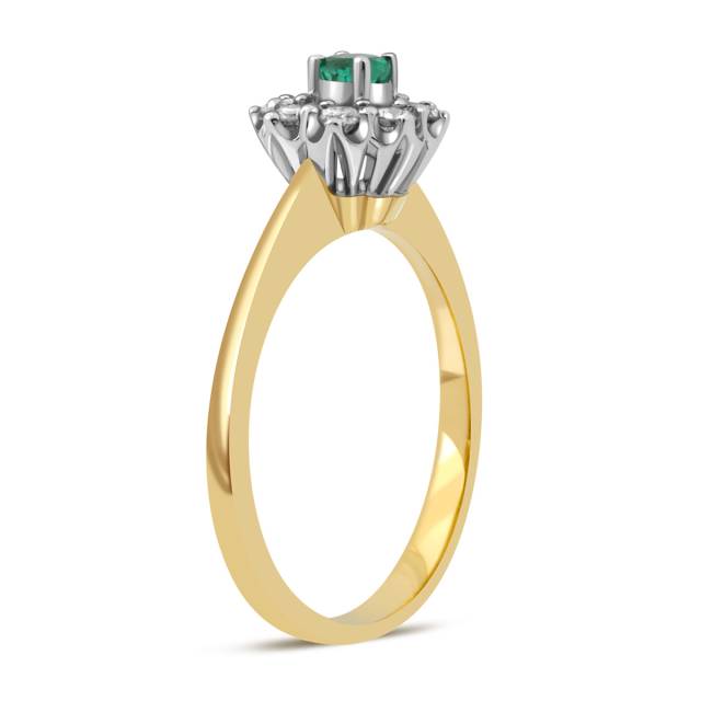 Кольцо из комбинированного золота с бриллиантами и изумрудом (021064)