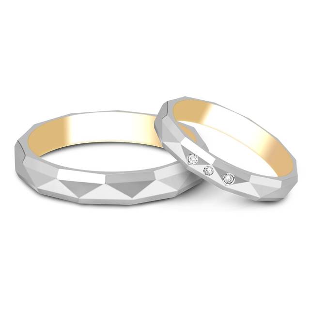 Обручальное кольцо из комбинированного золота с бриллиантами Tiamo (014926)