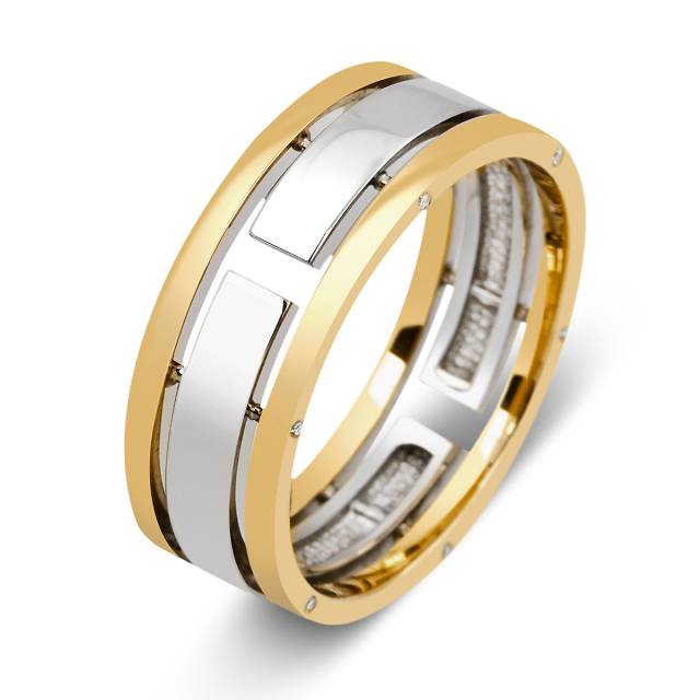 Обручальное кольцо из комбинированного золота с бриллиантами (010547)