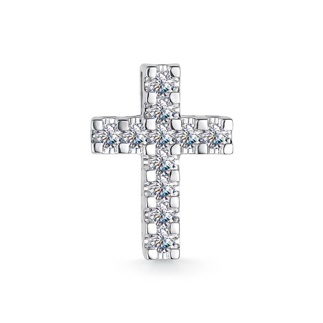 Кулон крест из белого золота с бриллиантами  (055757)